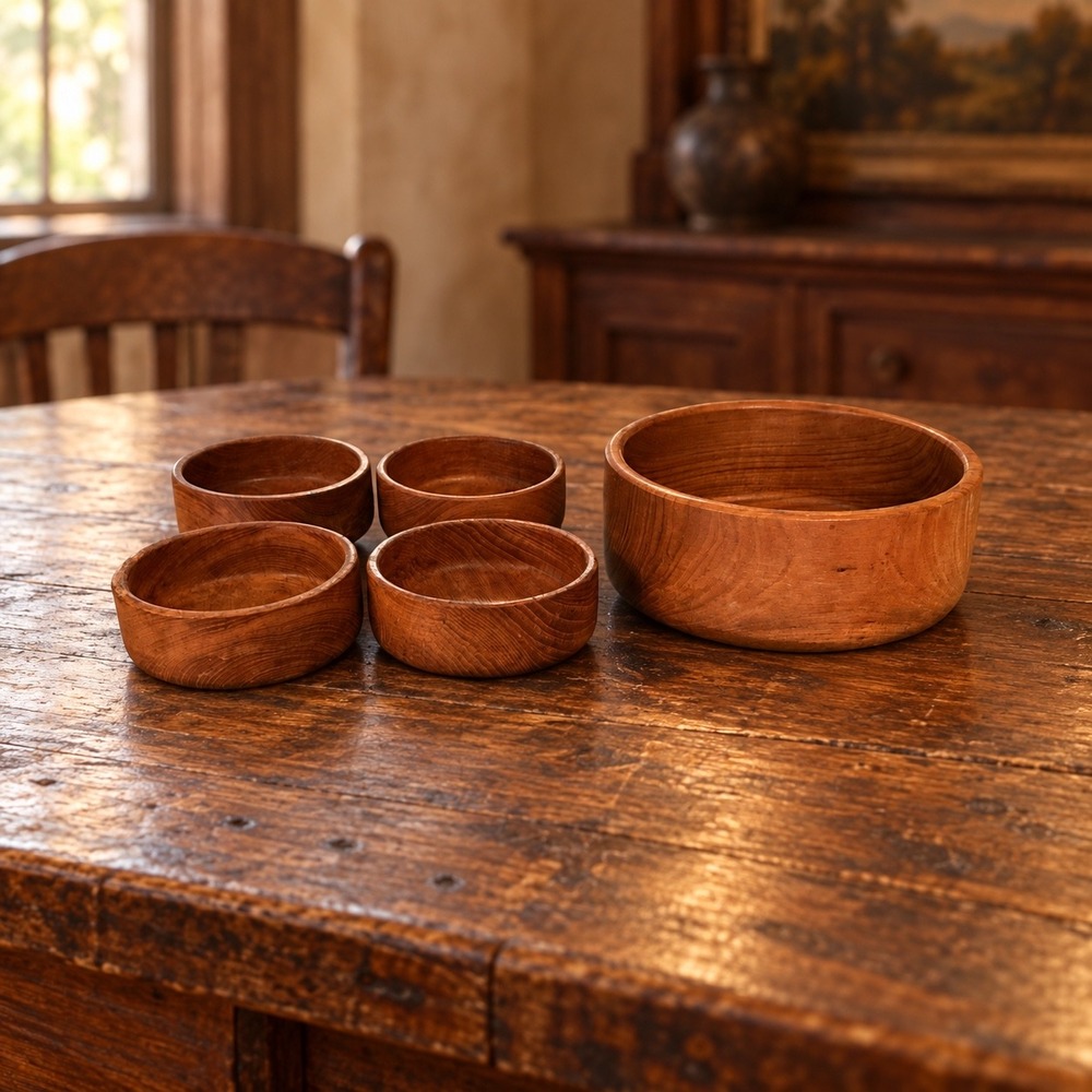 Vintage Gailstyn-Sutton Teak Wood Bowl Set 5pc Mid Century Modern Thailand